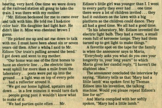 Maria Carman Campbell's recollections
